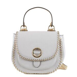 Michael Kors Medium Isadore Messenger Crossbody In Optic White/Gold Trim